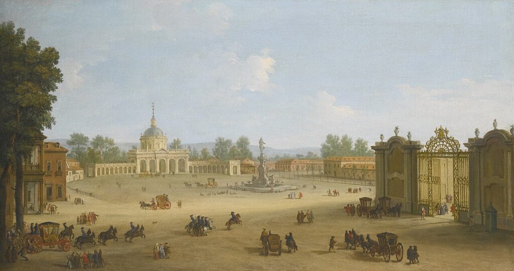 La iglesia y la plaza de San Antonio pintadas por Antonio Joli hacia 1754, poco después de fundarse la ciudad