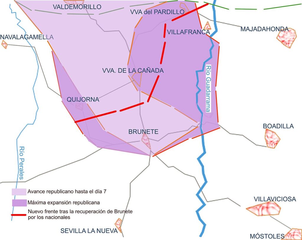Movimiento del frente durante la batalla de Brunete