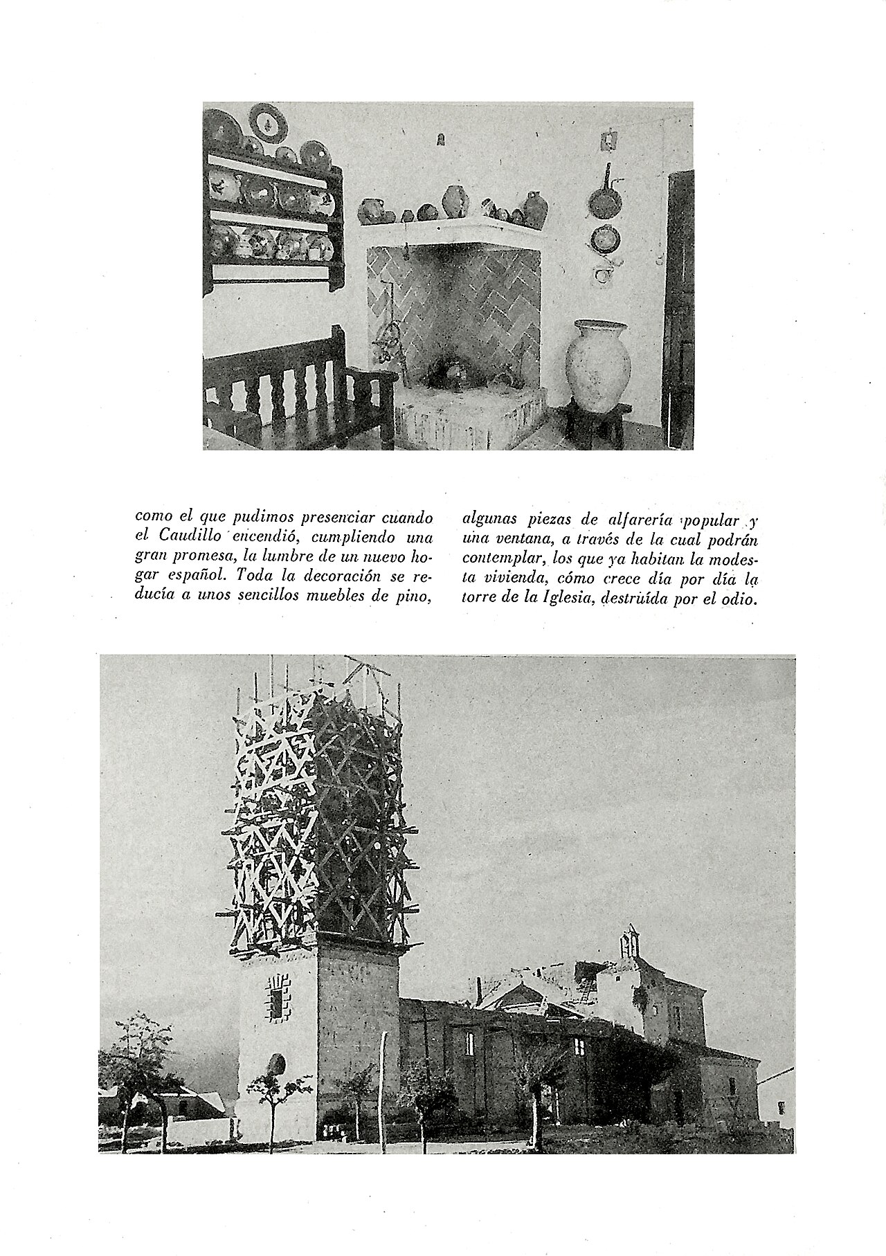 Artículo de la revista Reconstrucción de 1941 sobre la reconstrucción de Brunete tras la guerra
