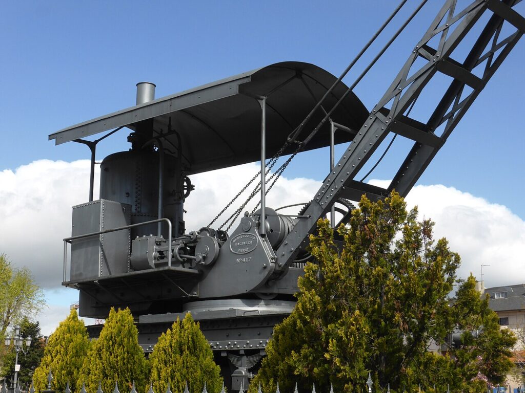 Grúa de vapor ferroviaria junto a la estación de Villalba