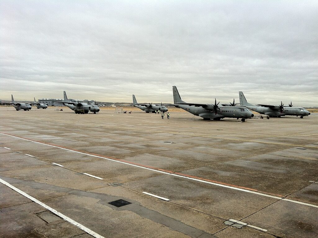 Aviones C-295 en las instalaciones aeronáuticas de Getafe