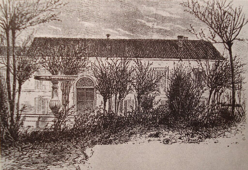 La Quinta del Sordo, la casa de Goya junto al Manzanares, en un grabado antiguo