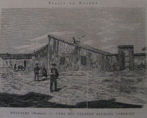 La casa del alcalde de Móstoles en una imagen de 1879, cuando la villa era todavía un pueblo de la carretera de Extremadura