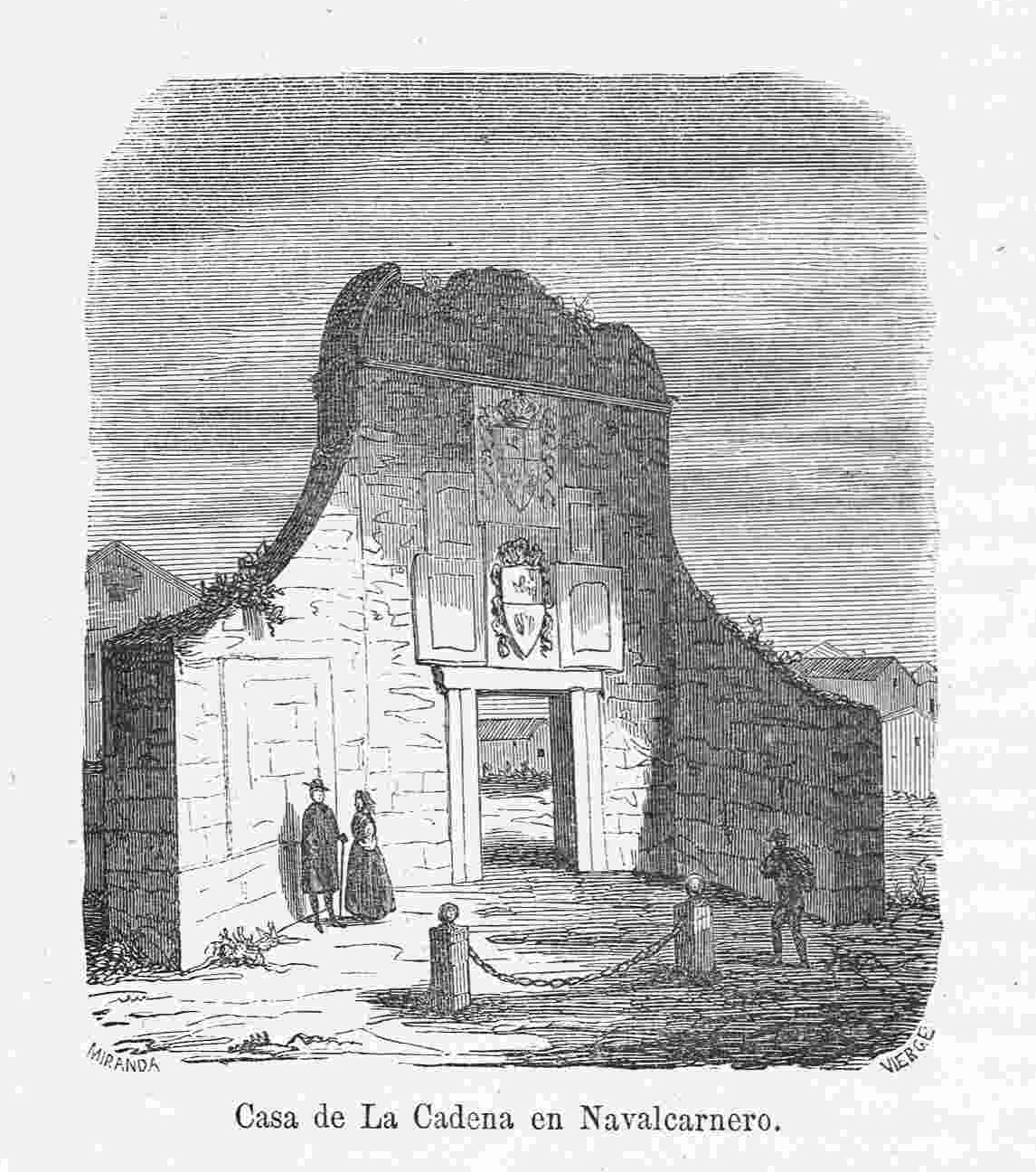 La Casa de la Cadena de Navalcarnero en un grabado de la «Crónica general de España» de 1866