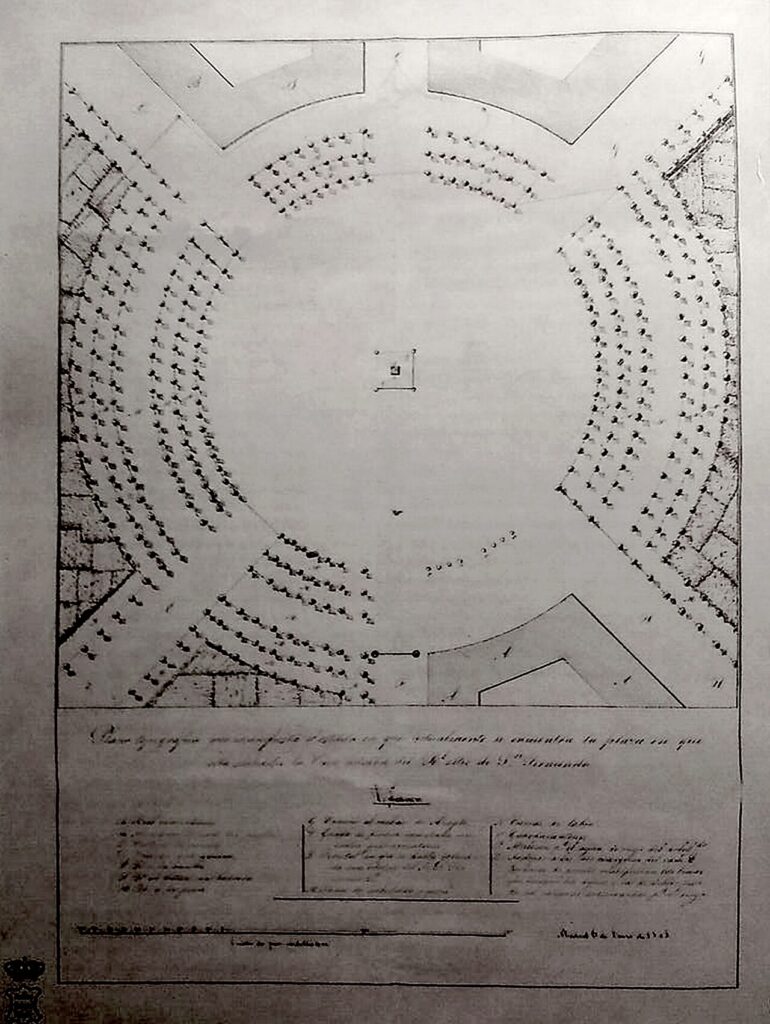 Plano de la plaza circular del Real Sitio de San Fernando en 1845