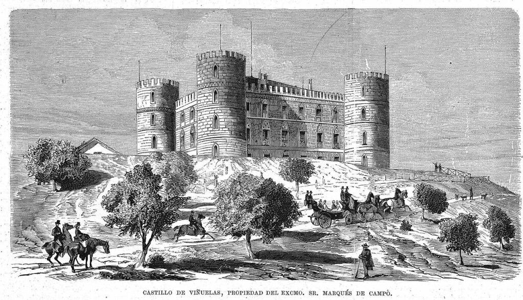 El castillo de Viñuelas, junto a Tres Cantos, en un grabado de 1877