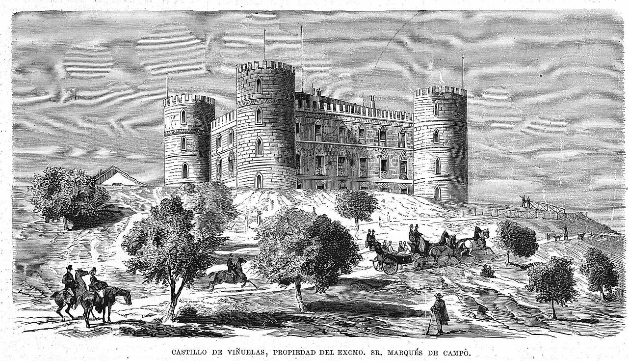 El castillo de Viñuelas, junto a Tres Cantos, en un grabado de 1877