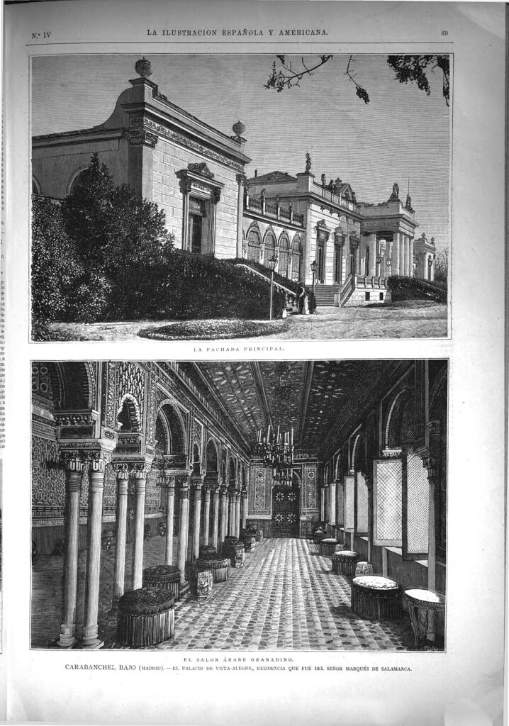 El palacio de Vista Alegre, residencia del marqués de Salamanca, en un grabado de 1883