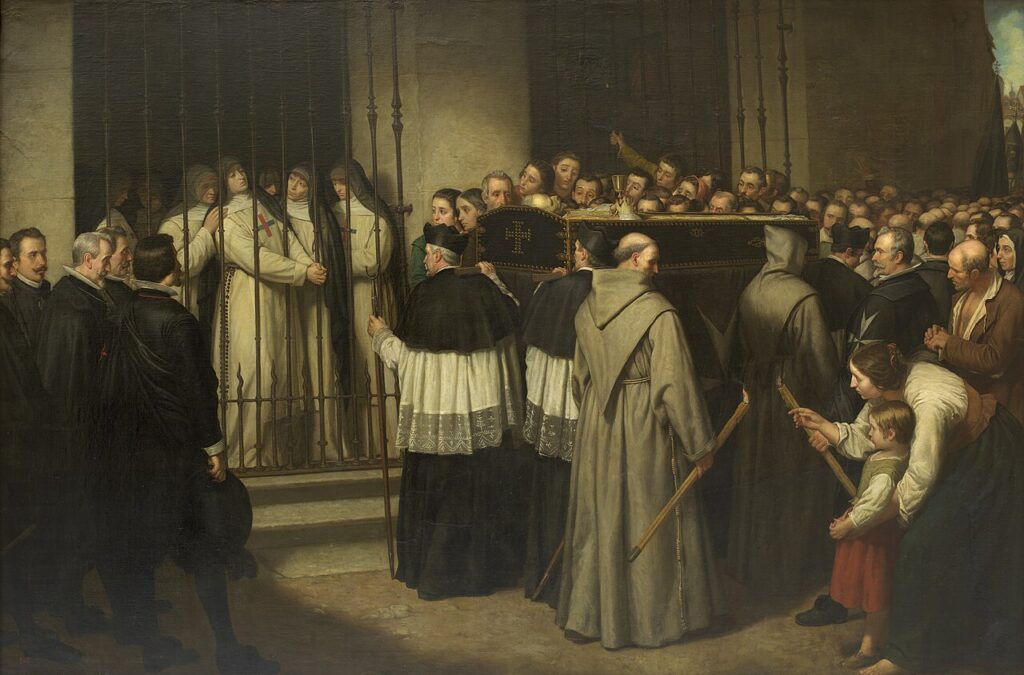 «Sor Marcela de San Félix viendo el entierro de su padre, Lope de Vega», pintura de 1862