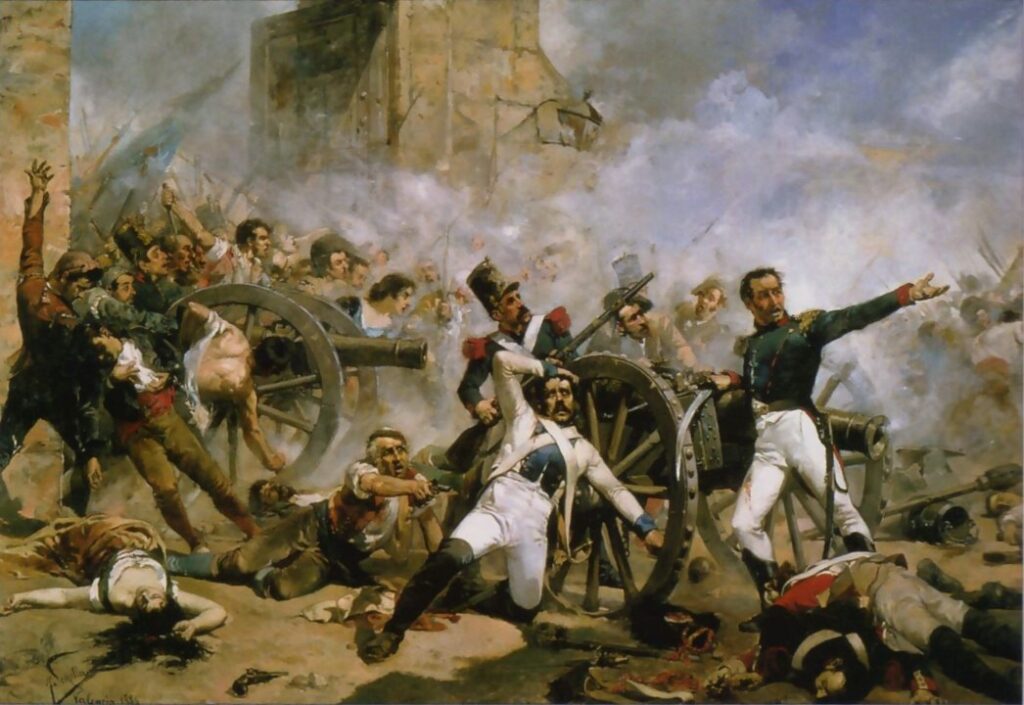 La defensa del Parque de Artillería de Monteleón el 2 de mayo de 1808, en un grabado de 1884